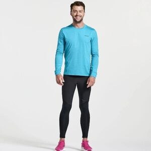 NWT Saucony Men's Full Length Fleece Lined Winter Running Tight Black Size XL